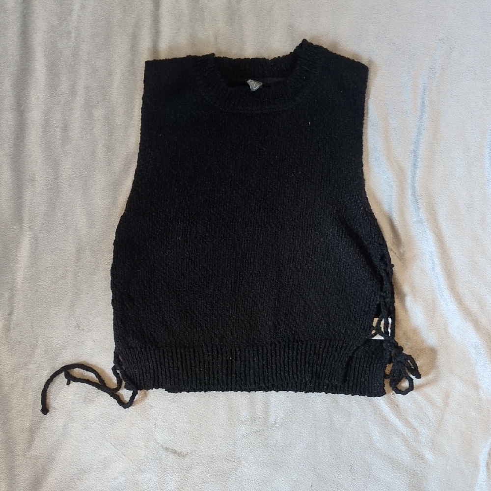 Alya Black Knit Sleeveless Top with Side Ties